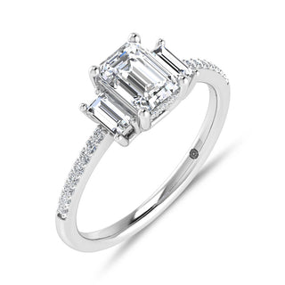 14K White Gold 1 1/4 Ct.Tw. Labgrown Diamond Three Stone Engagement Ring