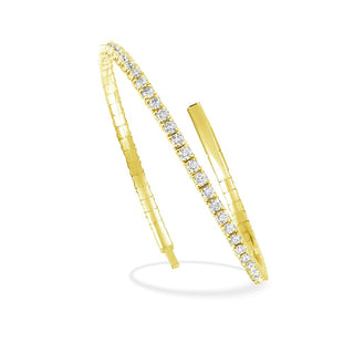 Lab Grown Diamond 2 Ct.Tw. Half Way Flexible Bangle in 14K Yellow Gold (Size 6.25")