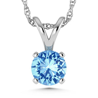 14K White Gold Lab Grown Blue Diamond 1 Ct.Tw. Solitaire Pendant