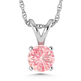 14K White Gold Lab Grown Pink Diamond 1/4 Ct.Tw. Solitaire Pendant