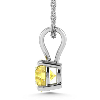 14K White Gold Lab Grown Yellow Diamond 1/4 Ct.Tw. Solitaire Pendant