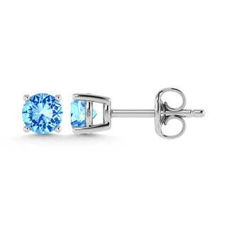 14K White Gold Lab Grown Blue Diamond 1/5 Ct.Tw. Stud Earrings