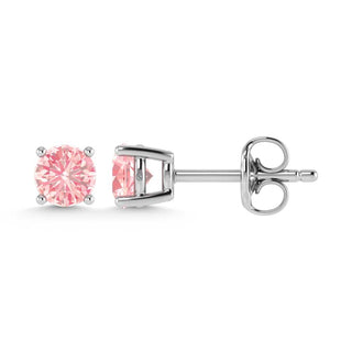 IGI Certified 14K White Gold Lab Grown Pink Diamond 3 Ct.Tw. Stud Earrings