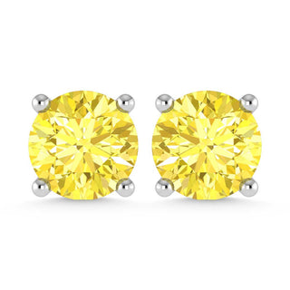 14K White Gold Lab Grown Yellow Diamond 1 Ct.Tw. Stud Earrings