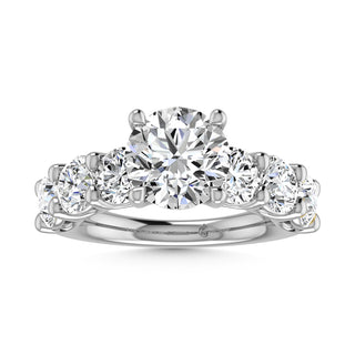 14K White Gold Lab Grown Diamond 5 Ct.Tw. Round Shape Halfway Engagement Ring (Center 3CT)