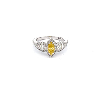 14K W/G LAB GROWN YELLOW & WHITE DIAMOND 3CT MARQUISE CUT
