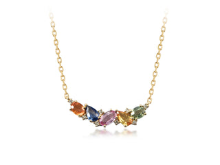 14K YELLOW GOLD MULTI-SAPPHIRE NECKLACE 1.25CT