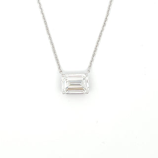 14K W/G LAB GROWN EMERALD DIAMOND SOLITAIRE PENDANT NECKLACE 5.50 CT