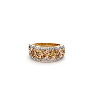14K YELLOW GOLD YELLOW/ORANGE/WHITE DIAMOND RING 1.45 CTS