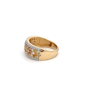 14K YELLOW GOLD YELLOW/ORANGE/WHITE DIAMOND RING 1.45 CTS