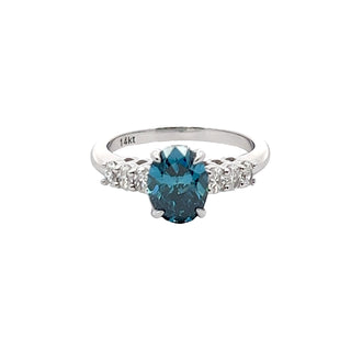 14K W/G LAB GROWN BLUE & WHITE DIAMOND 2CT OVAL CUT