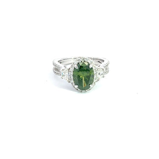 14K W/G LAB GROWN GREEN & WHITE DIAMOND 1CT OVAL CUT