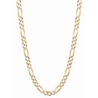 14K Gold 5.8mm White Pave Figaro Chain