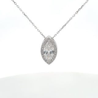 14K W/G LAB GROWN MARQUISE DIAMOND PENDANT WITH ROUND HALO 2.75CTS