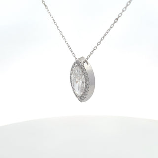 14K W/G LAB GROWN MARQUISE DIAMOND PENDANT WITH ROUND HALO 2.75CTS