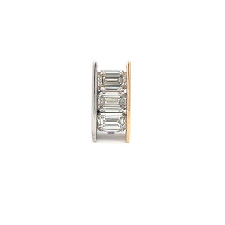 14K WY/G TWO TONE LAB GROWN DIAMOND THREE STONE FASHION PENDANT WITH EMERALD CUT DIAMONDS 2.00CTS
