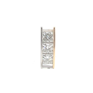 14K WY/G TWO TONE LAB GROWN DIAMOND THREE STONE FASHION PENDANT WITH PRINCESS CUT DIAMONDS 3.25CTS