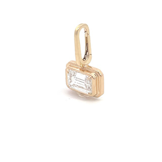 14K Y/G LAB GROWN DIAMOND EMERALD SOLITAIRE PENDANT 2.00CTS