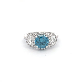 14K W/G LAB GROWN BLUE & WHITE DIAMOND 2.5CT ROUND CUT