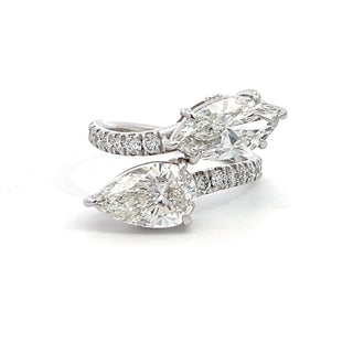 14K W/G LAB GROWN DIAMOND TWO STONE FASHION RING 4.00CT