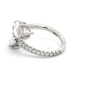 14K W/G LAB GROWN DIAMOND TWO STONE FASHION RING 4.00CT