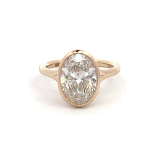 14K Y/G LAB GROWN DIAMOND RING 4.25CT OVAL CUT