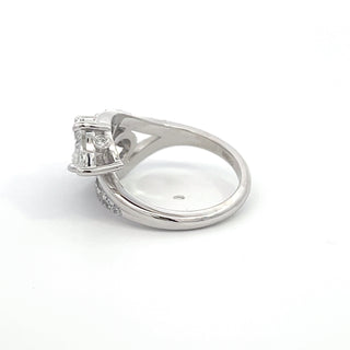 14K W/G LAB GROWN DIAMOND TWO STONE FASHION RING WITH MARQUISE AND PEAR CUT 3.00CT