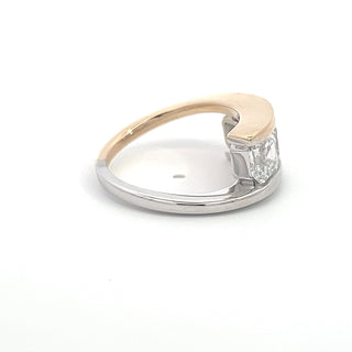 14K WY/G TWO TONE LAB GROWN DIAMOND THREE STONE FASHION RING WITH ASSCHER CUT DIAMONDS 3.25CTS