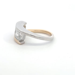 14K WY/G TWO TONE LAB GROWN DIAMOND THREE STONE FASHION RING WITH ASSCHER CUT DIAMONDS 3.25CTS