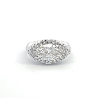 14K W/G LAB GROWN DIAMOND FASHION RING WITH MARQUISE AND ROUND CUT STONES 2.50CTS