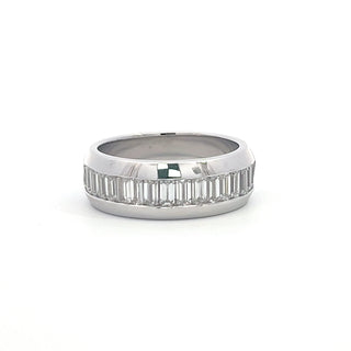14K W/G LAB GROWN DIAMOND MEN'S ETERNITY RING WITH EMERALD CUT DIAMONDS 4.00CTS