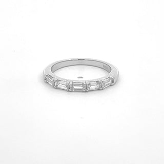 14K W/G LAB GROWN DIAMOND EMERALD CUT WEDDING BAND 0.75CTS