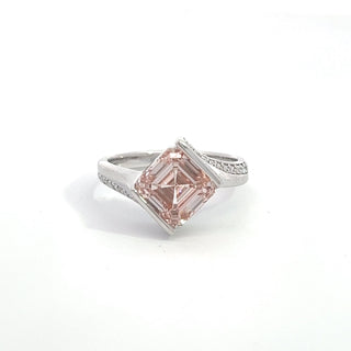 14K W/G LAB GROWN PINK DIAMOND PRINCESS CUT WITH ROUNDS 3.25CT