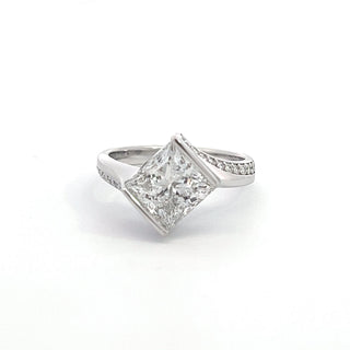 14K W/G LAB GROWN DIAMOND 3.00CT PRINCESS CUT