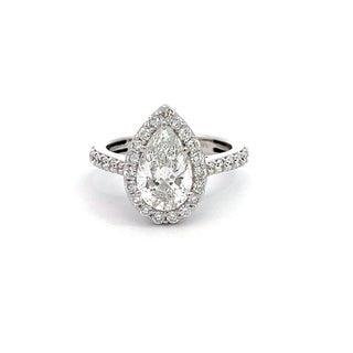 14K W/G LAB GROWN DIAMOND RING 3.00CT PEAR CUT