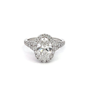 14K W/G LAB GROWN DIAMOND RING 3.00CT OVAL CUT