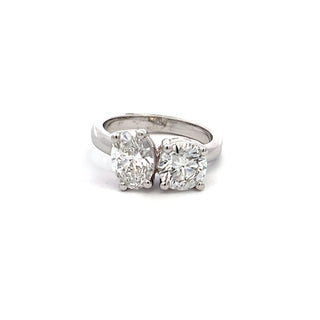 14K W/G LAB GROWN DIAMOND TWO STONE RING 3.00CT