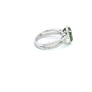 14K W/G LAB GROWN GREEN & WHITE DIAMOND 1CT OVAL CUT