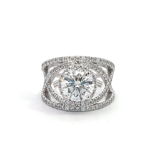 14K W/G LAB GROWN DIAMOND FASHION RING ROUND CUT 3.25CT