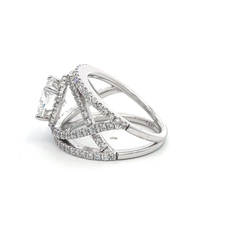 14K W/G LAB GROWN DIAMOND FASHION RING ROUND CUT 3.25CT