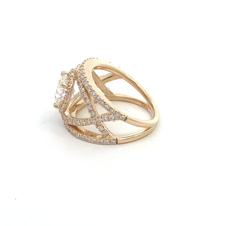 14K Y/G LAB GROWN DIAMOND FASHION RING ROUND CUT 3.25CT