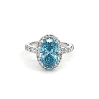14K W/G LAB GROWN DIAMOND FASHION RING OVAL CUT 3.75CT