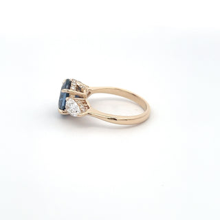 14K Y/G LAB GROWN SAPPHIRE/DIAMOND RING 5.00CT