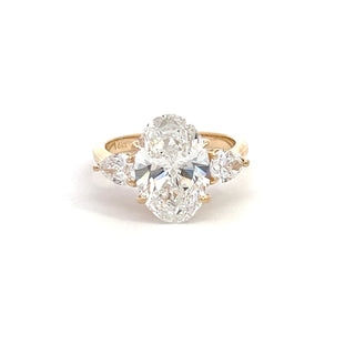 14K Y/G LAB GROWN DIAMOND RING 4.00CT OVAL CUT