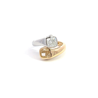 18K TWO TONE YELLOW DIAMOND FASHION RING 2.00 CT