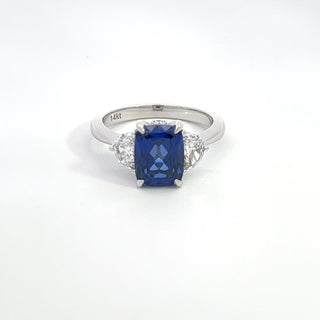 14K W/G LAB GROWN SAPPHIRE/DIAMOND RING 3.50CT