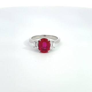 14K W/G LAB GROWN RUBY/DIAMOND RING 3.00CT