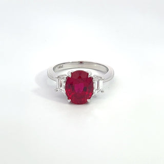 14K W/G LAB GROWN RUBY/DIAMOND RING 5.00CT