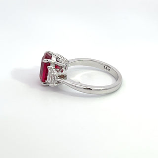 14K W/G LAB GROWN RUBY/DIAMOND RING 5.00CT