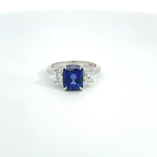 14K W/G LAB GROWN SAPPHIRE/DIAMOND RING 4.00CT